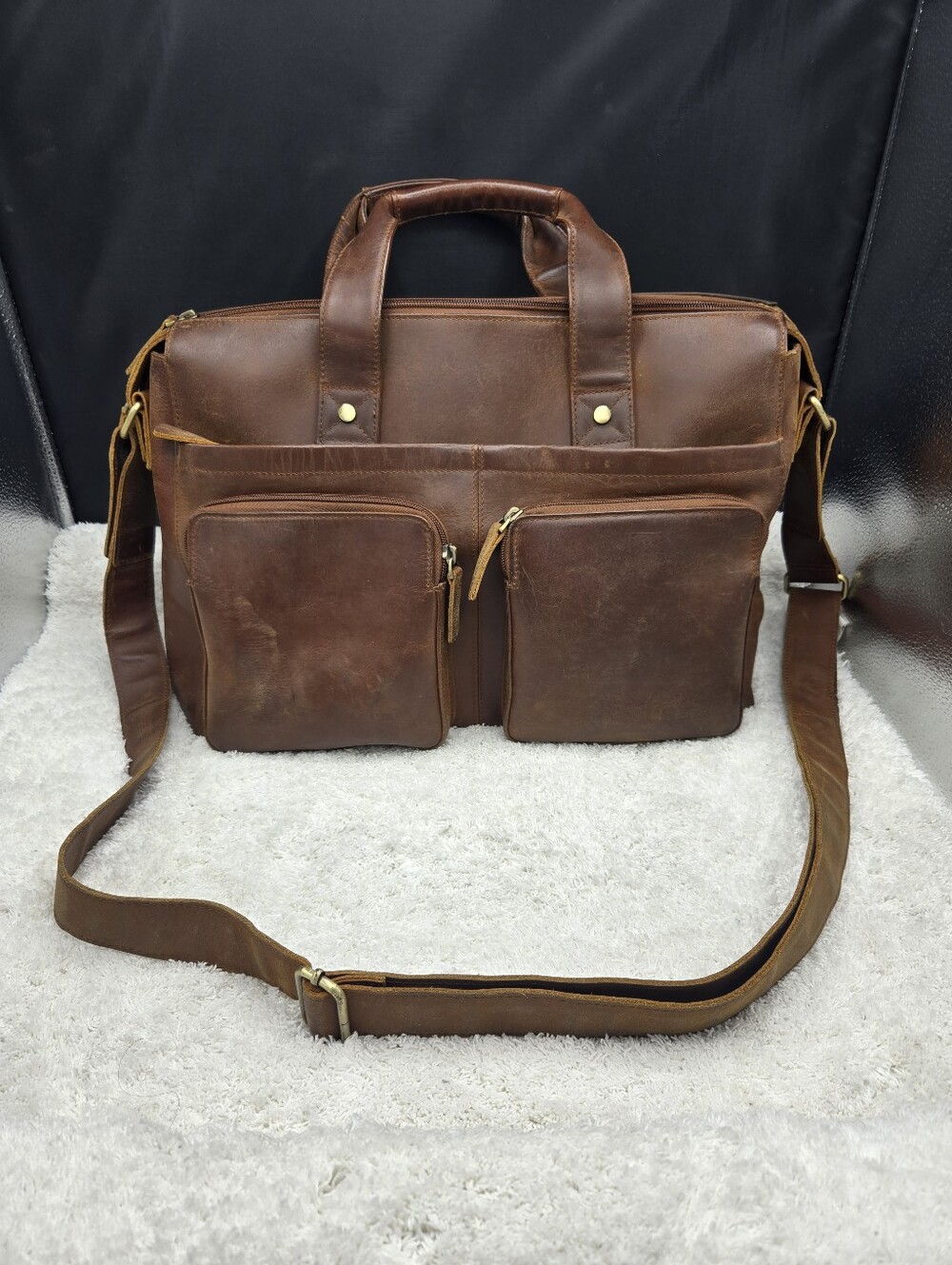 Overland Sheepskin CoTahoe Distressed Leather Briefcase